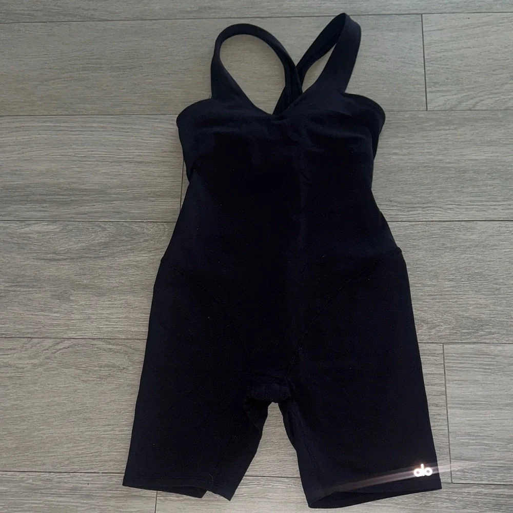 ALO Yoga Black Fitted Jumpsuit Romper
